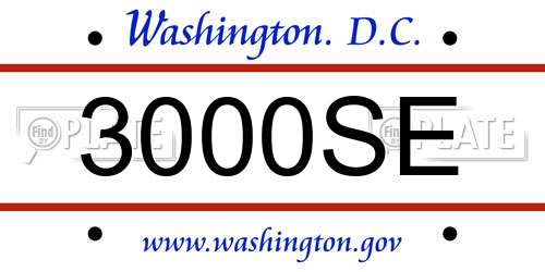 3000SE District Of Columbia License Plate