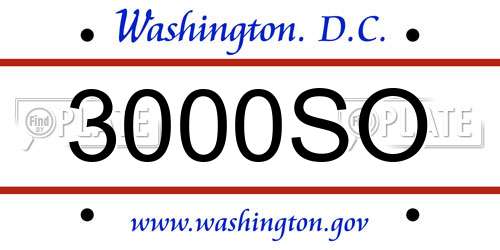 3000SO District Of Columbia License Plate