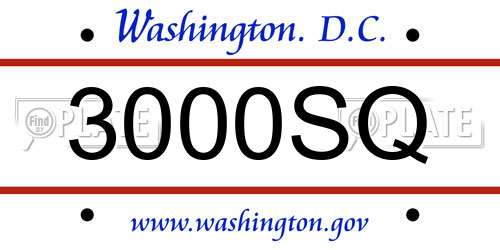 3000SQ District Of Columbia License Plate