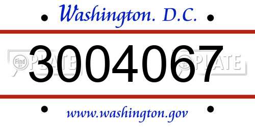 3004067 District Of Columbia License Plate