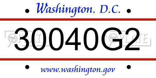 30040G2 District Of Columbia License Plate