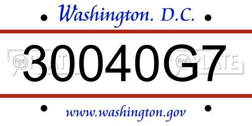 30040G7 District Of Columbia License Plate