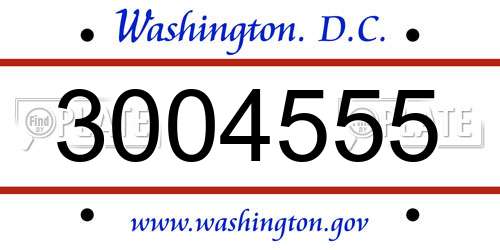 3004555 District Of Columbia License Plate