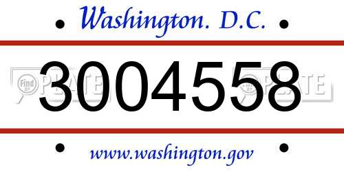 3004558 District Of Columbia License Plate