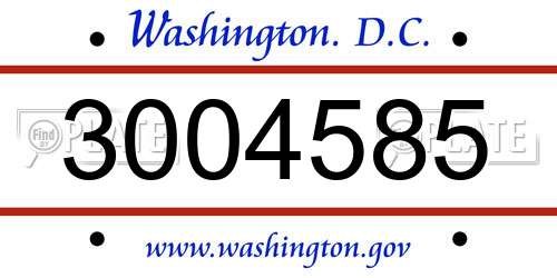 3004585 District Of Columbia License Plate