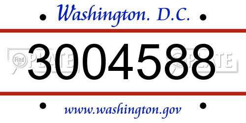 3004588 District Of Columbia License Plate