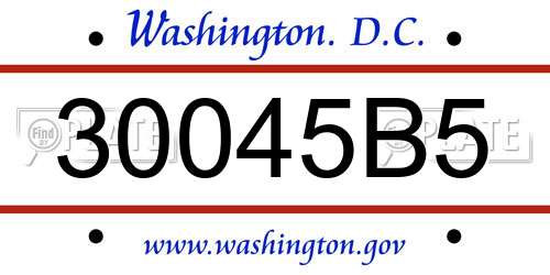 30045B5 District Of Columbia License Plate
