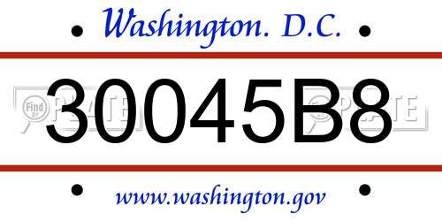 30045B8 District Of Columbia License Plate