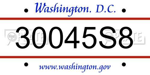 30045S8 District Of Columbia License Plate