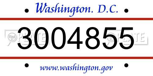 3004855 District Of Columbia License Plate