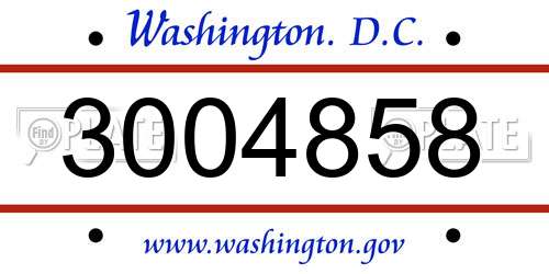 3004858 District Of Columbia License Plate
