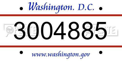 3004885 District Of Columbia License Plate