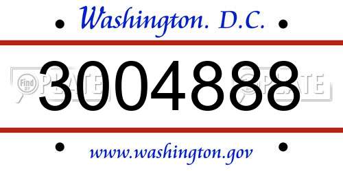 3004888 District Of Columbia License Plate