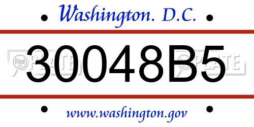 30048B5 District Of Columbia License Plate