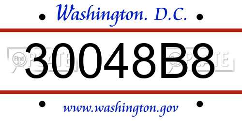 30048B8 District Of Columbia License Plate