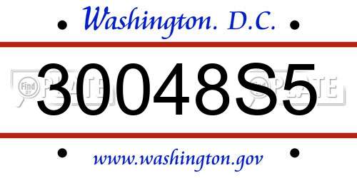 30048S5 District Of Columbia License Plate