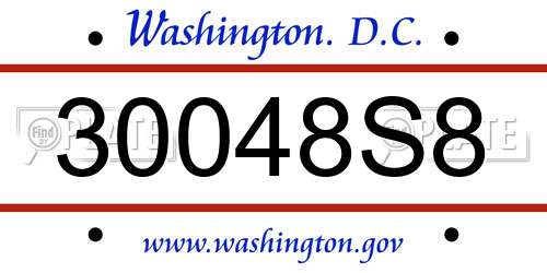 30048S8 District Of Columbia License Plate