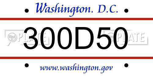 300D50 District Of Columbia License Plate