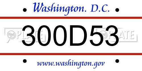 300D53 District Of Columbia License Plate