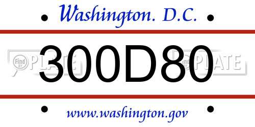 300D80 District Of Columbia License Plate