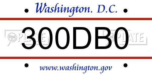 300DB0 District Of Columbia License Plate