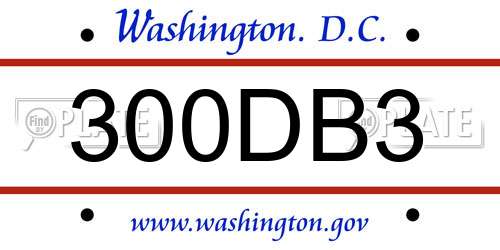 300DB3 District Of Columbia License Plate