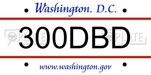 300DBD District Of Columbia License Plate