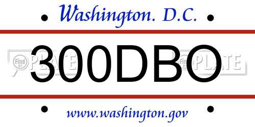 300DBO District Of Columbia License Plate