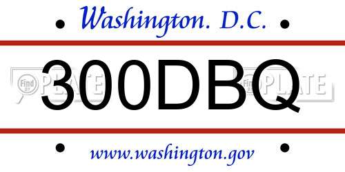 300DBQ District Of Columbia License Plate
