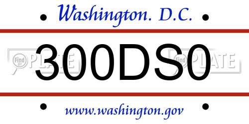 300DS0 District Of Columbia License Plate