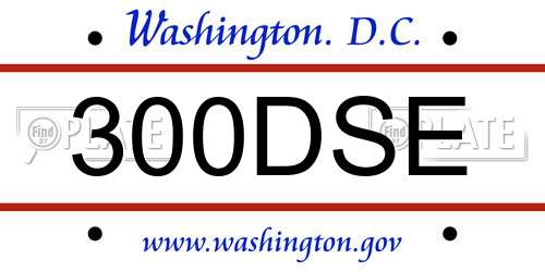 300DSE District Of Columbia License Plate