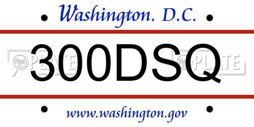 300DSQ District Of Columbia License Plate