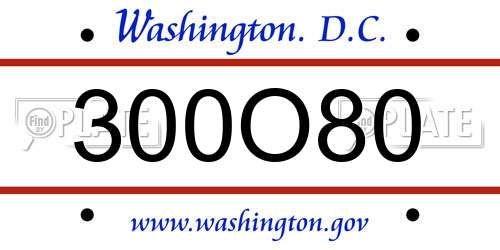 300O80 District Of Columbia License Plate