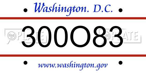 300O83 District Of Columbia License Plate