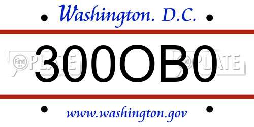 300OB0 District Of Columbia License Plate