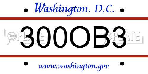 300OB3 District Of Columbia License Plate