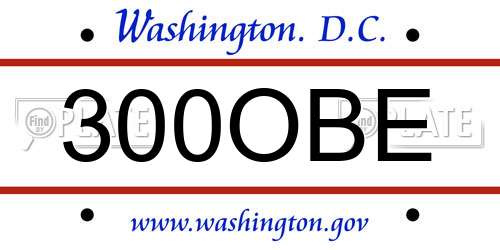 300OBE District Of Columbia License Plate
