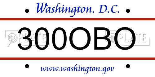 300OBO District Of Columbia License Plate
