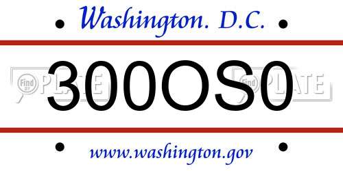 300OS0 District Of Columbia License Plate