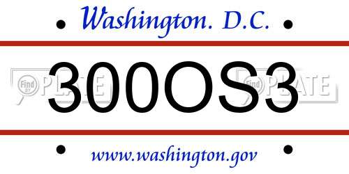 300OS3 District Of Columbia License Plate