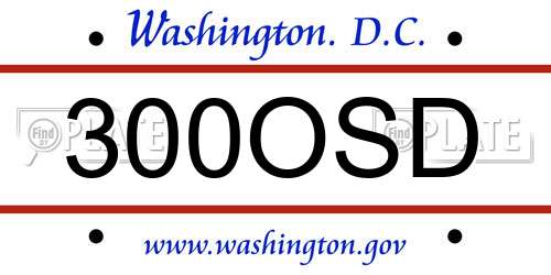 300OSD District Of Columbia License Plate