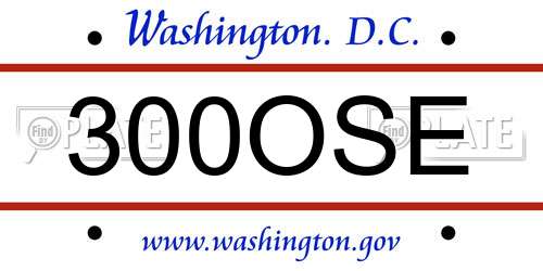 300OSE District Of Columbia License Plate