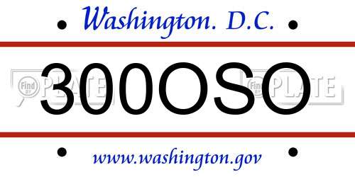300OSO District Of Columbia License Plate