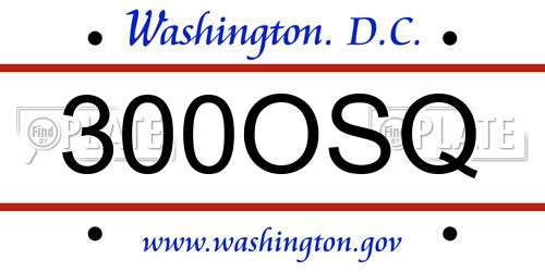 300OSQ District Of Columbia License Plate