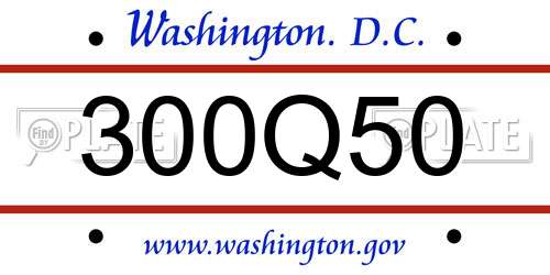300Q50 District Of Columbia License Plate