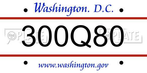 300Q80 District Of Columbia License Plate