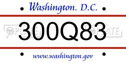 300Q83 District Of Columbia License Plate