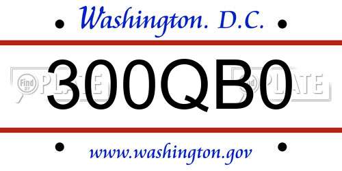 300QB0 District Of Columbia License Plate