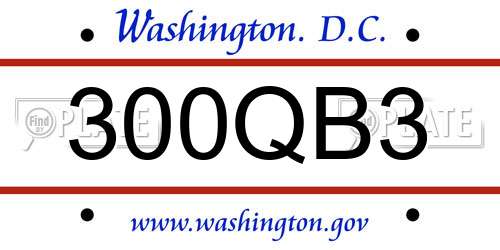 300QB3 District Of Columbia License Plate