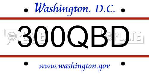 300QBD District Of Columbia License Plate